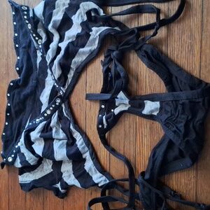 Exotic dancewear 2 piece stripped set
